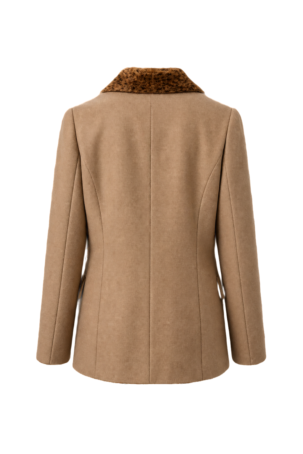 1980s Beige Wool Blend Jacket - Back View