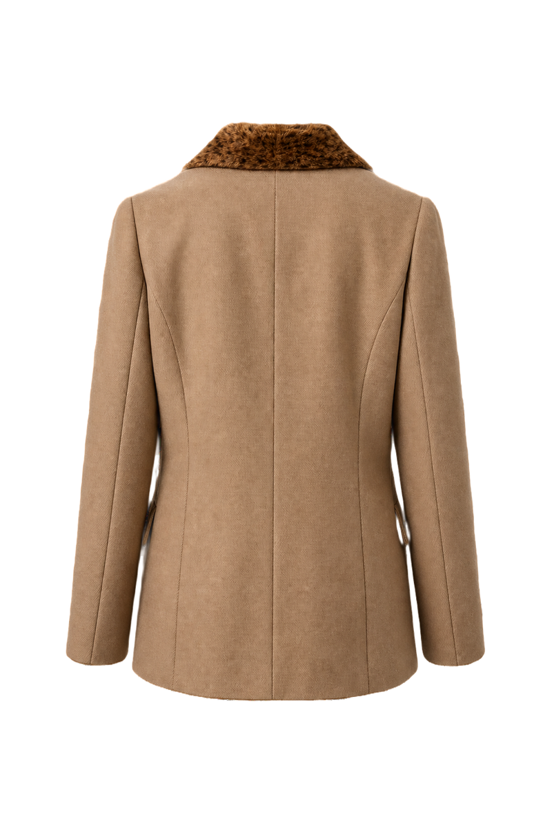 1980s Beige Wool Blend Jacket - Back View
