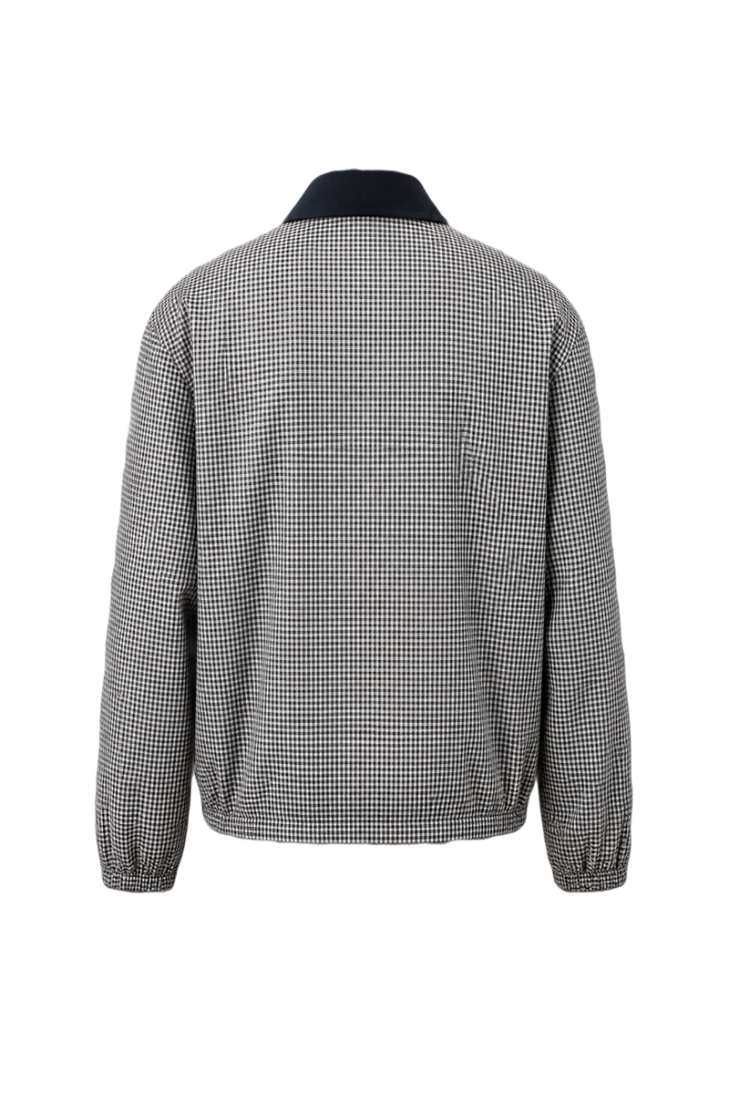 1980s Black and White Polyester Jacket - Back View