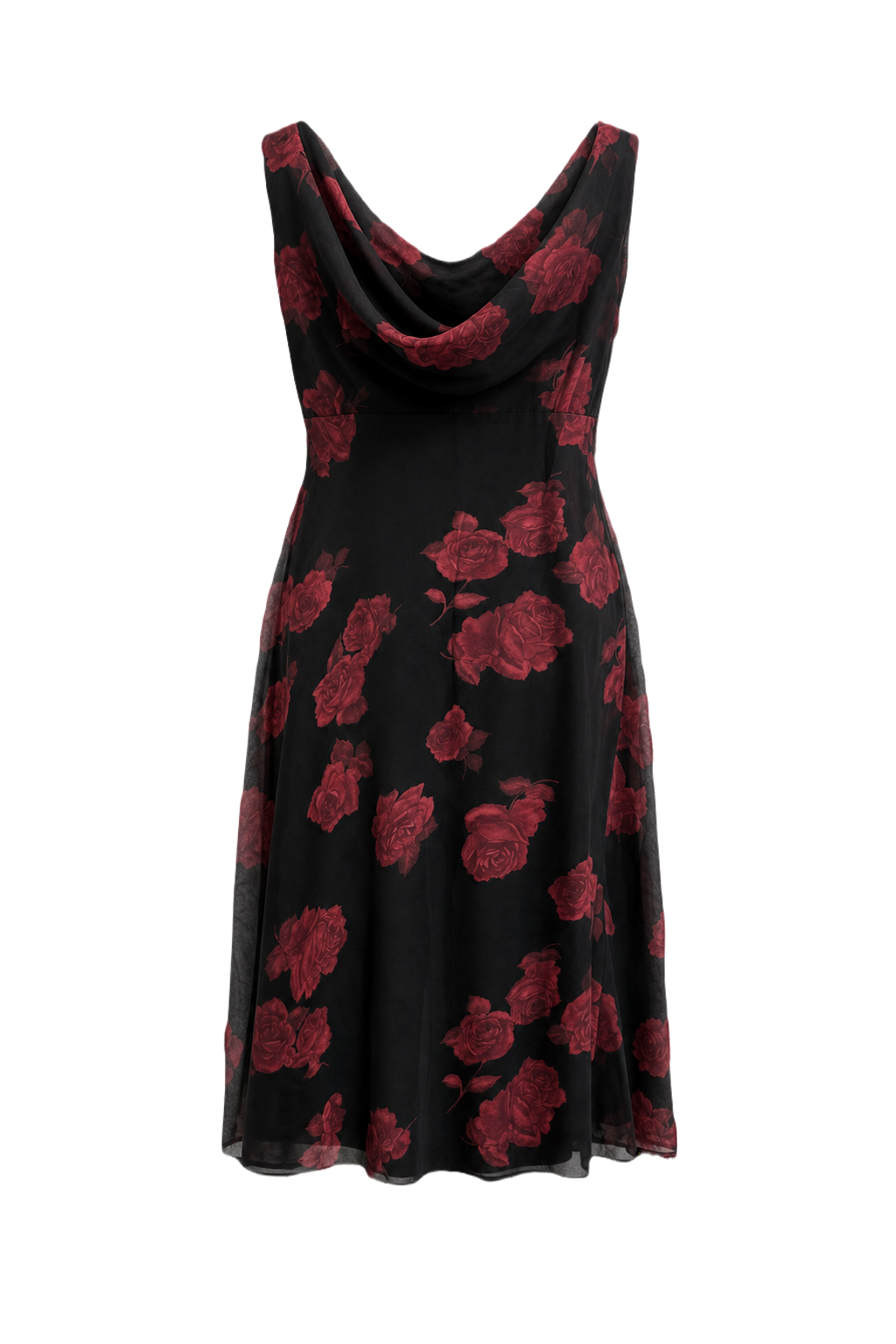 1990s Black Polyester Dress - Back View