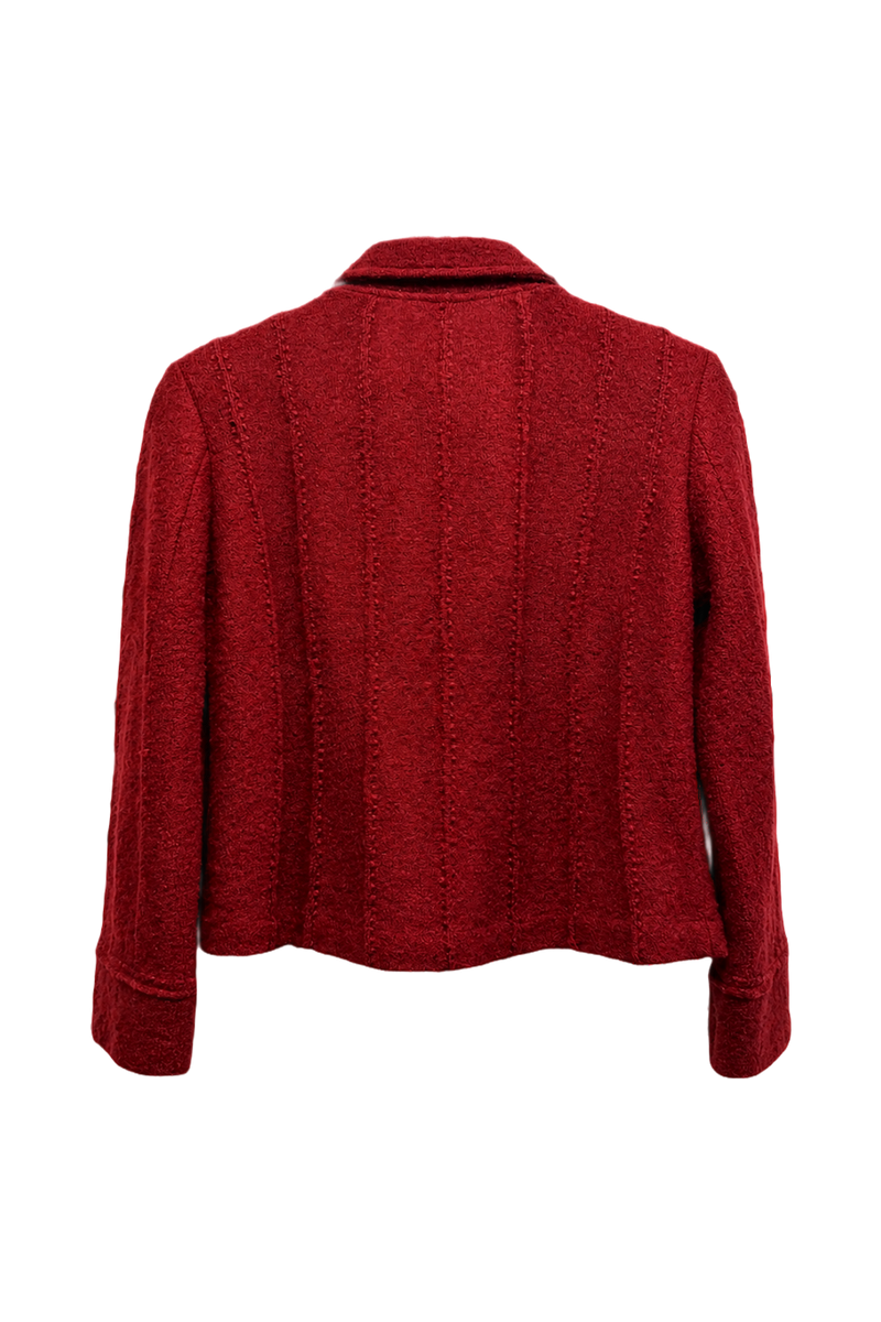 1980s Deep Burgundy Wool Blend Jacket - Back View