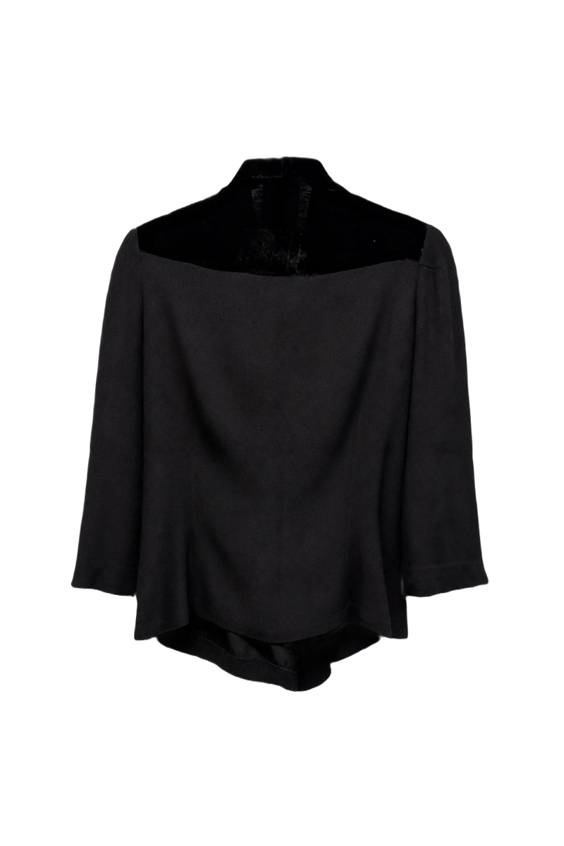 1960s Black Polyester Blazer - Back View