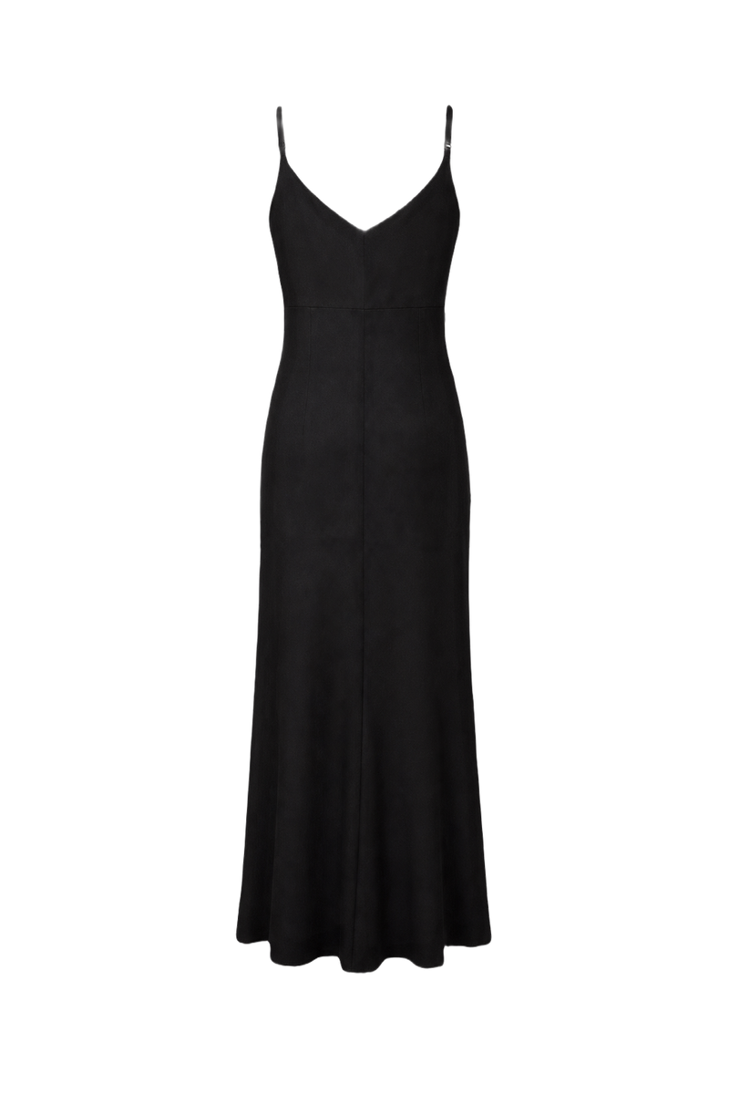 1990s Black Polyester Maxi Dress - Back View