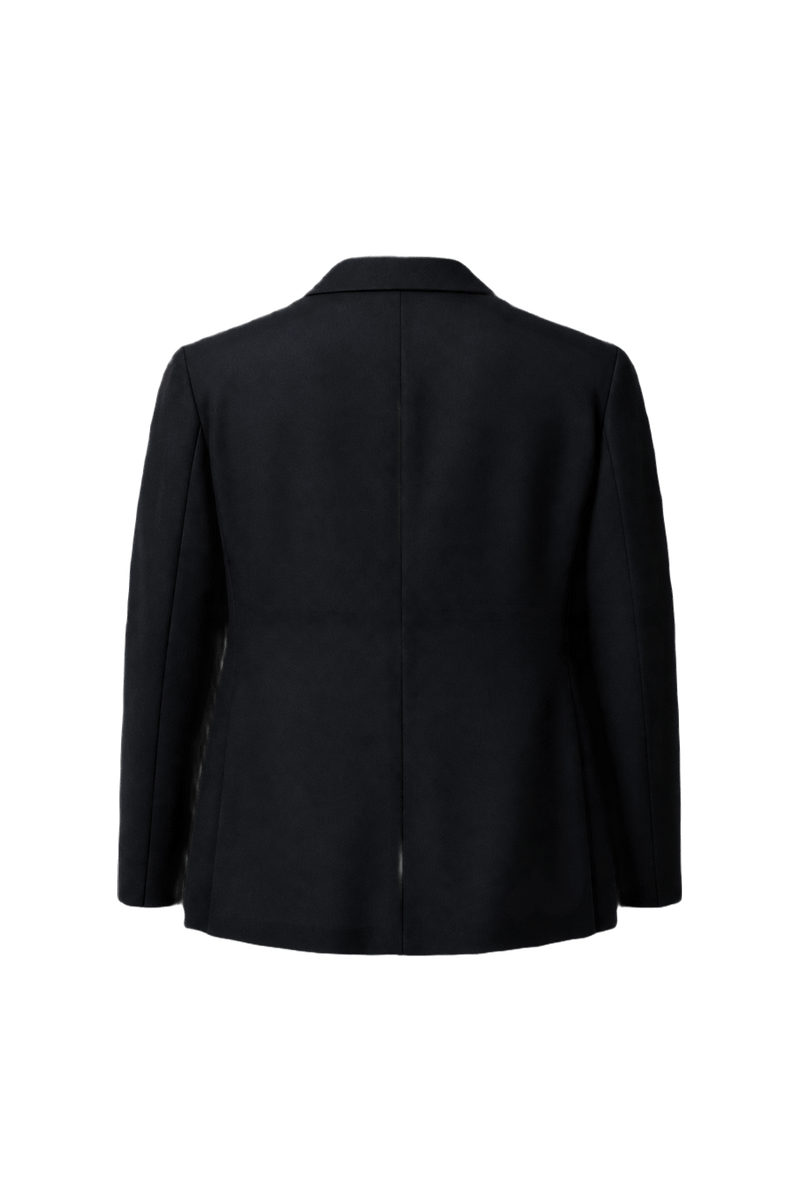 1990s Black Wool Blend Blazer - Back View