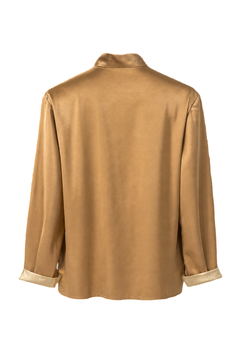 1980s Gold Silk Shirt - Back View