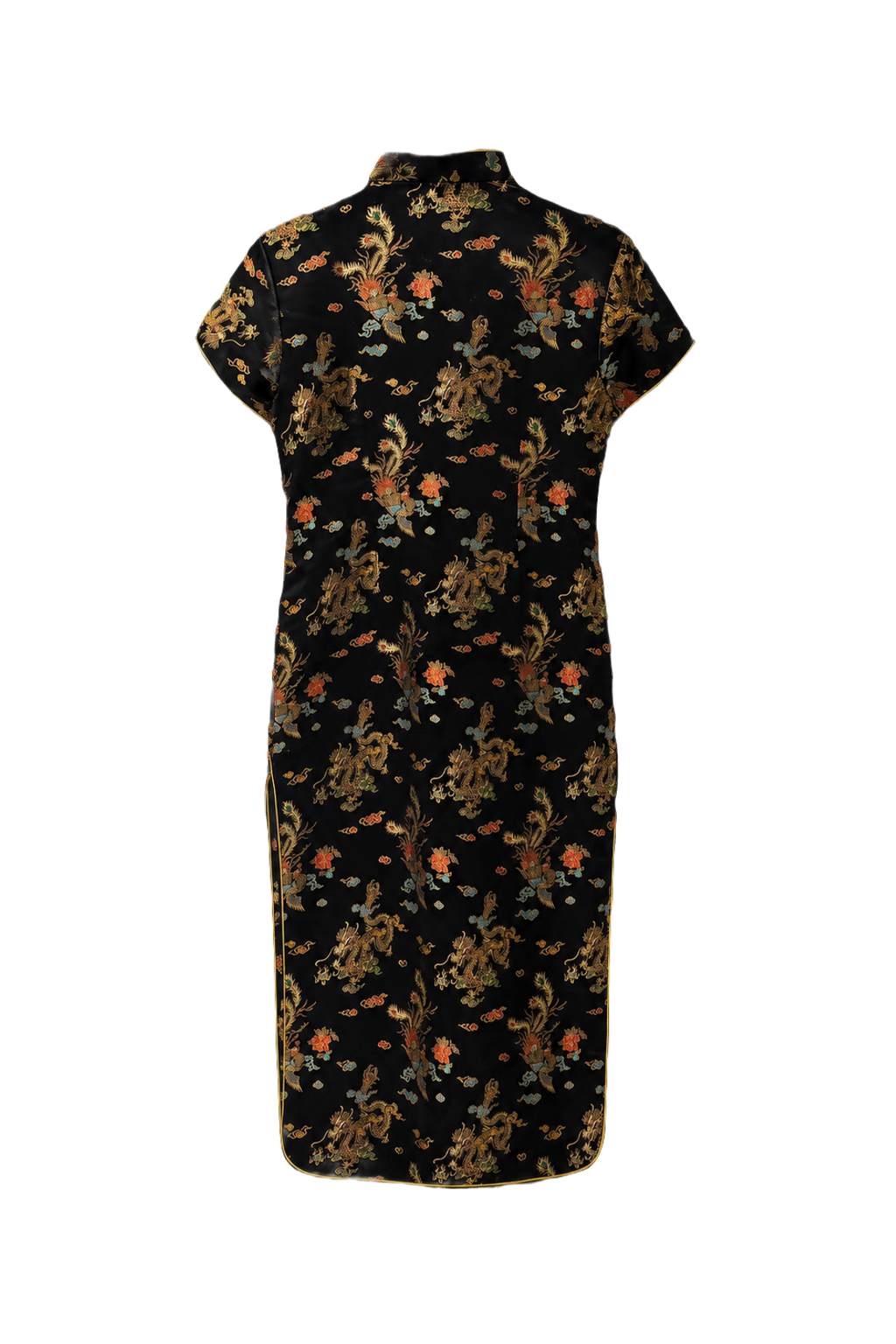 1980s Black Silk Cheongsam - Back View
