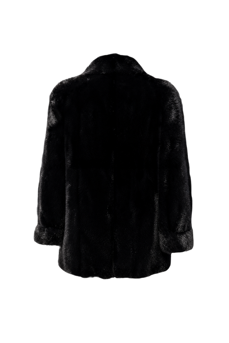 1980s Black Fur Coat - Back View
