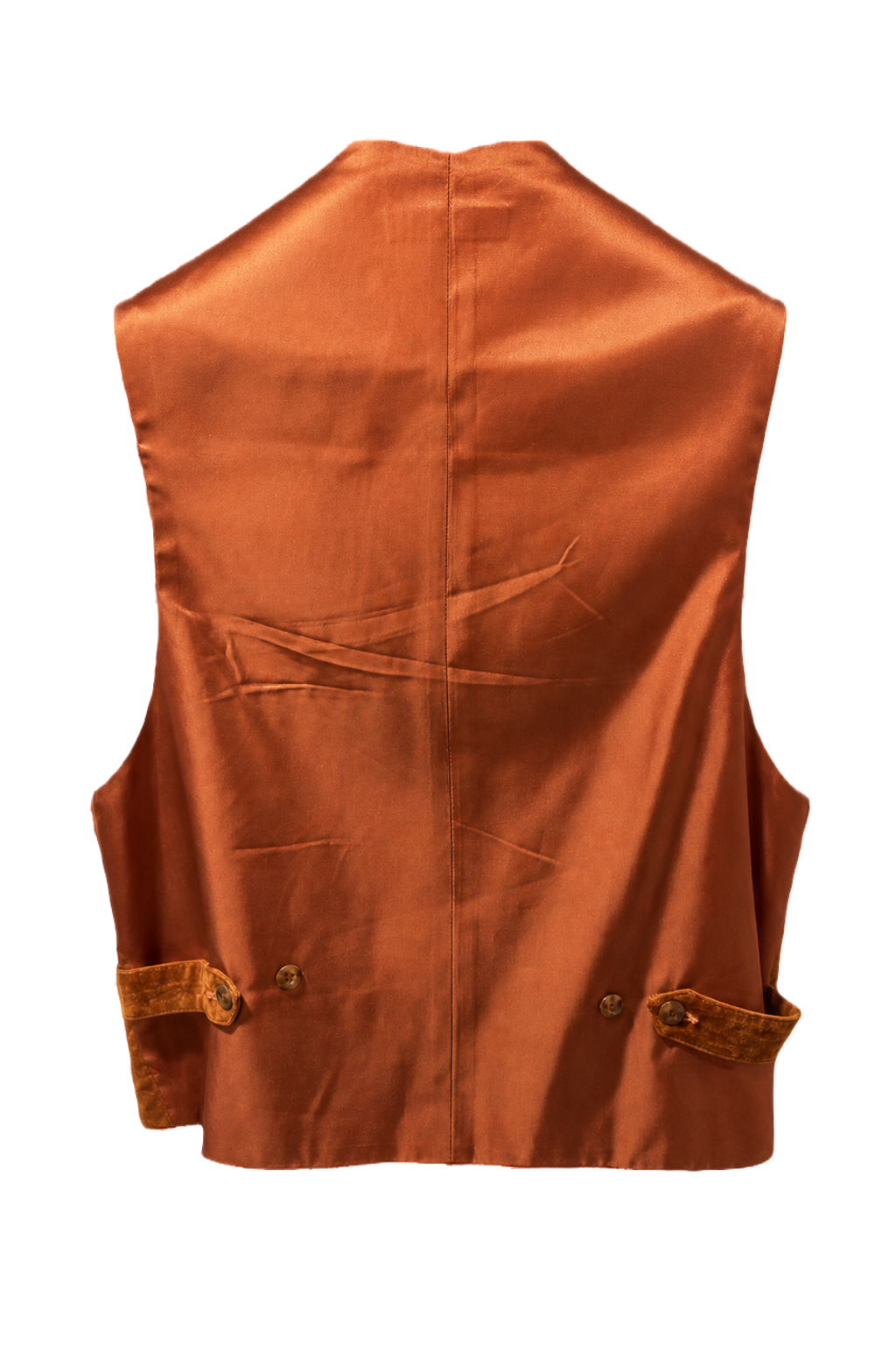 1970s Burnt Orange Velvet Vest - Back View