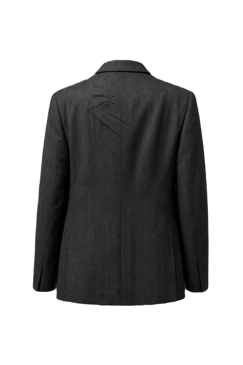1980s Dark Grey Wool Blazer - Back View