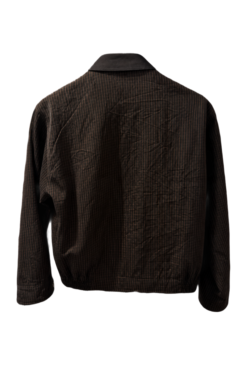 1980s Dark Brown Cotton Blend Jacket - Back View