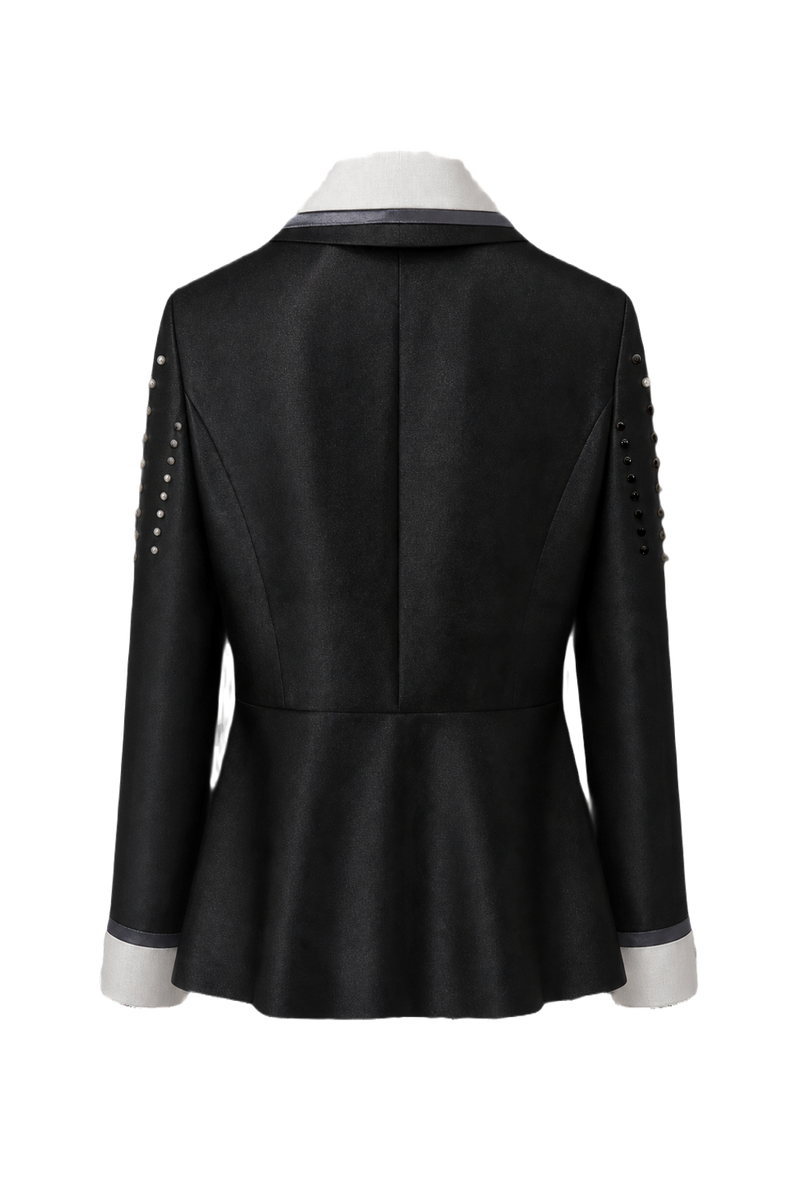 1980s Black Wool Blend Blazer - Back View