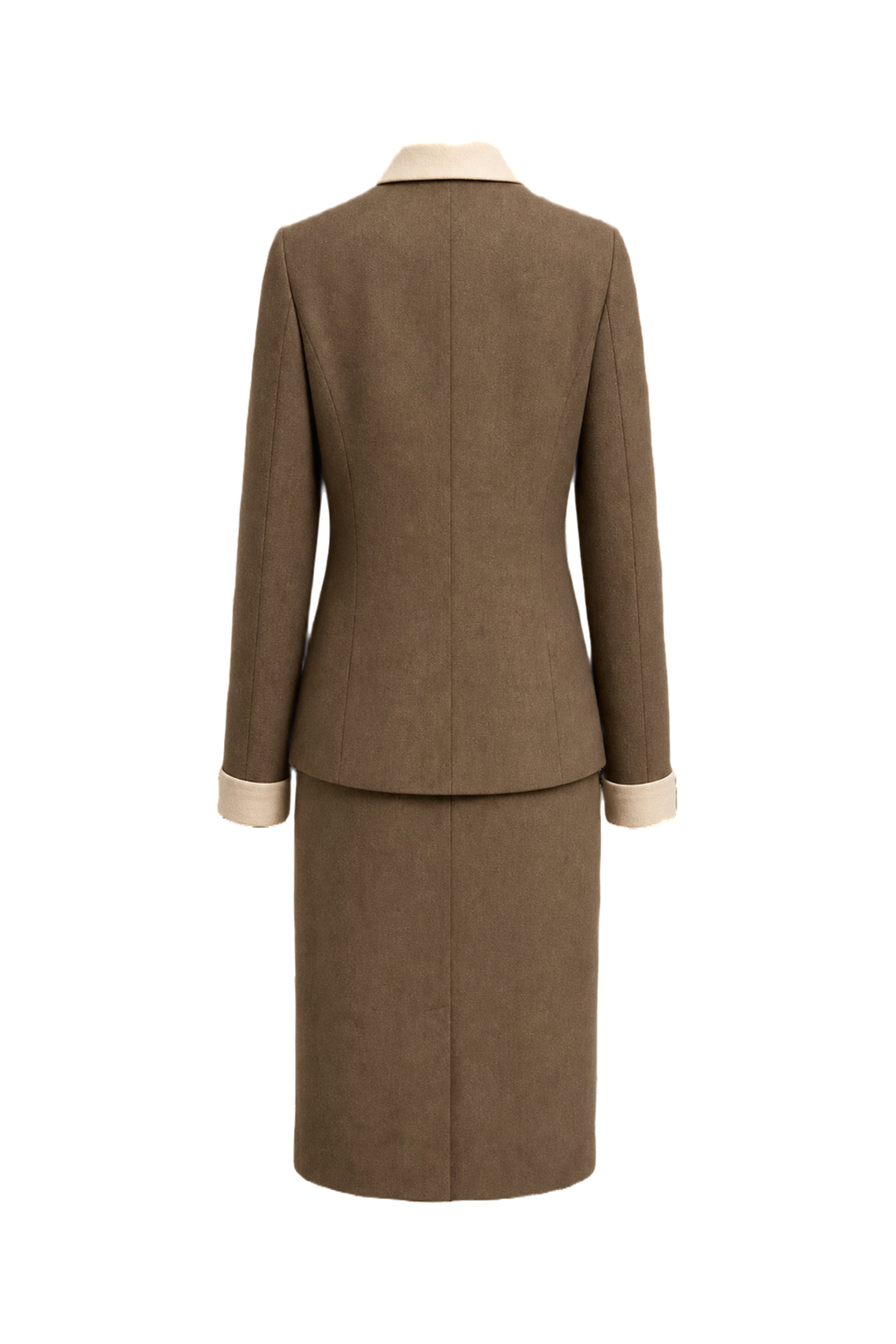 1980s Brown Wool Blend Blazer & Skirt Set - Back View