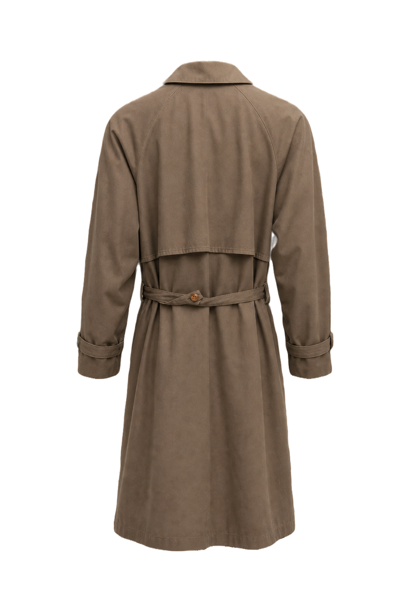 1980s Beige Cotton Blend Coat - Back View