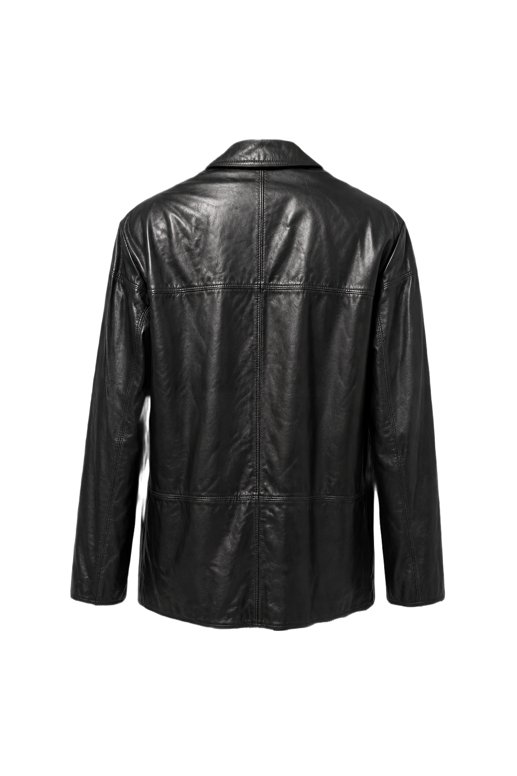 1990s Black Leather Blazer - Back View