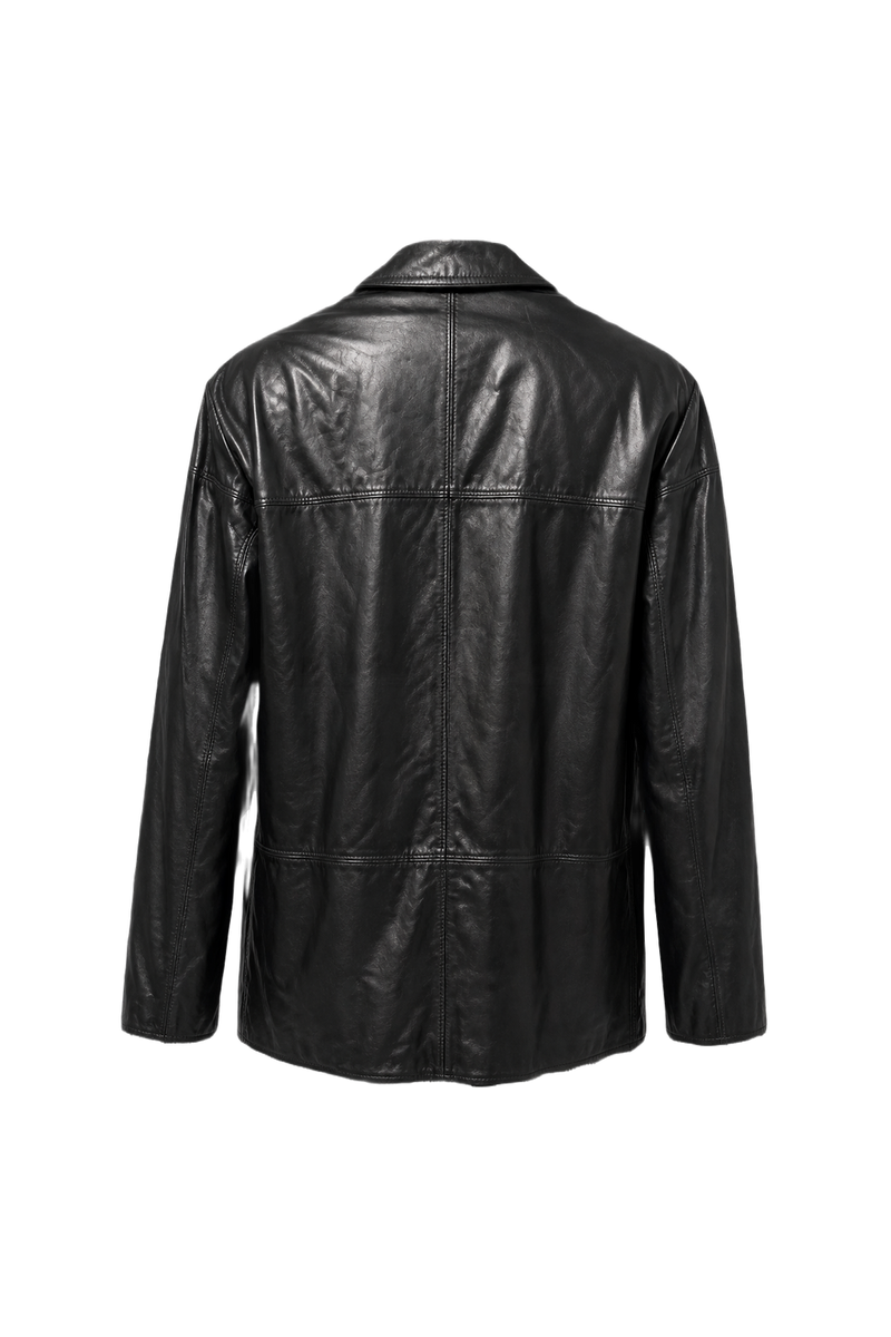 1990s Black Leather Blazer - Back View