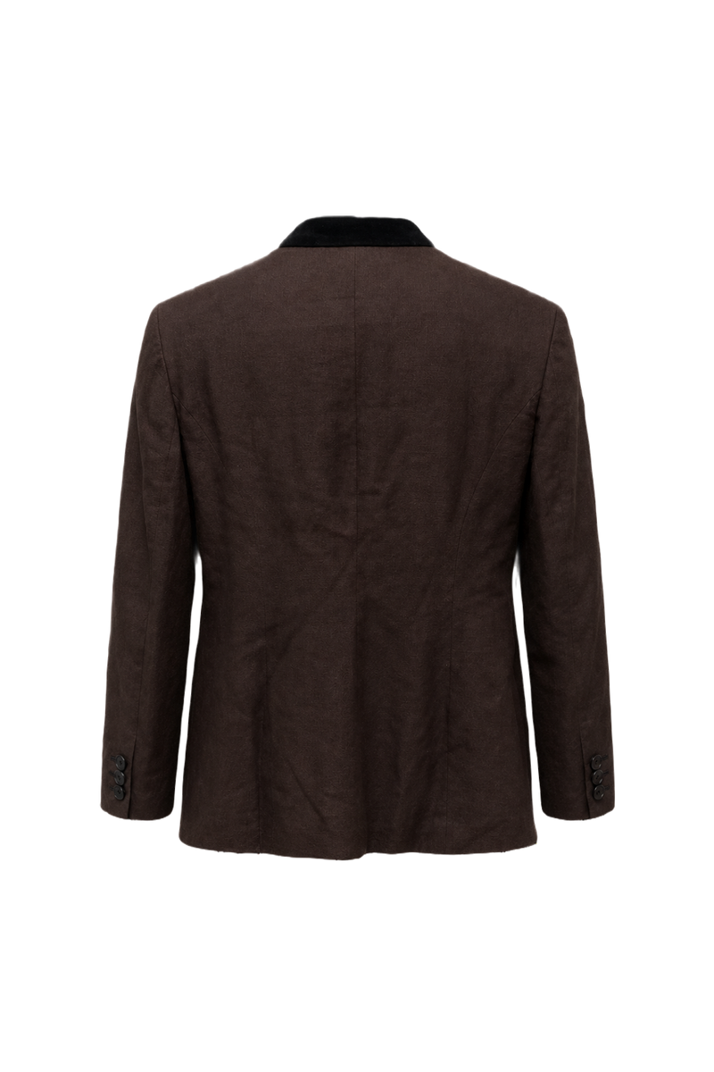 1980s Dark Brown Wool Blend Blazer - Back View