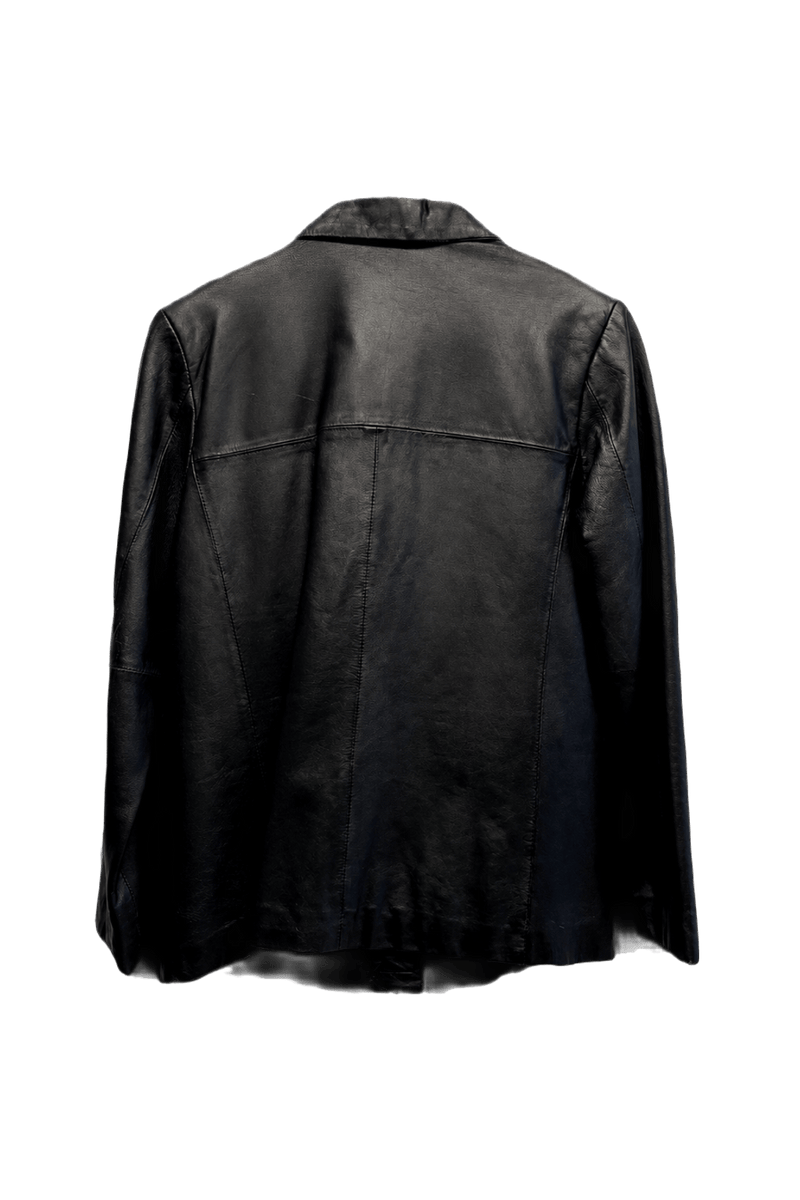 1990s Black Leather Jacket - Back View