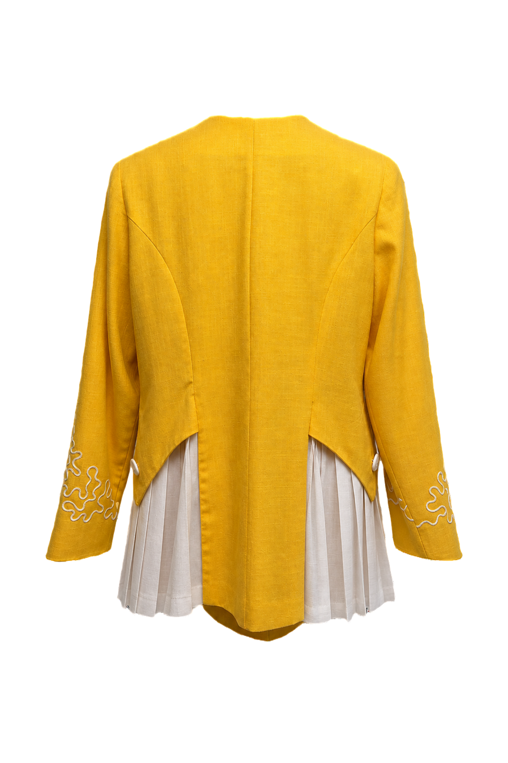 1980s Bright Yellow Wool Blend Jacket - Back View