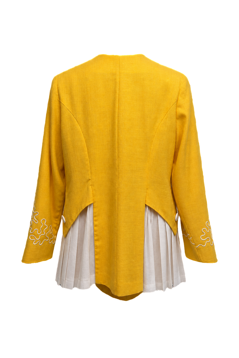 1980s Bright Yellow Wool Blend Jacket - Back View