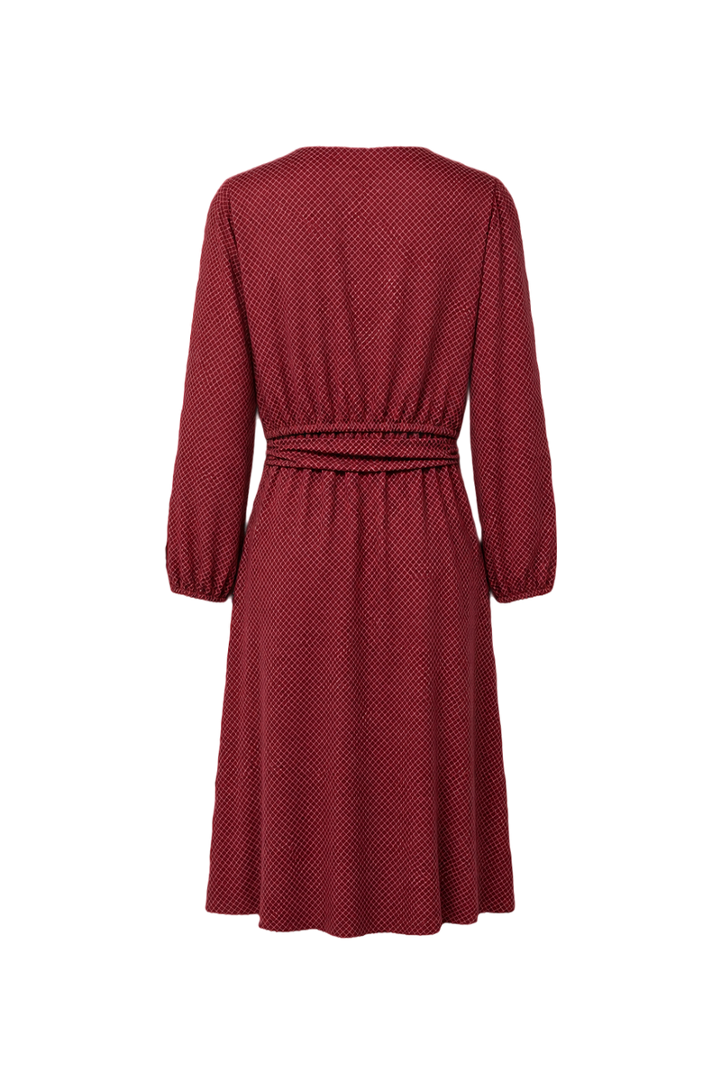 1960s Red Polyester Midi Dress - Back View