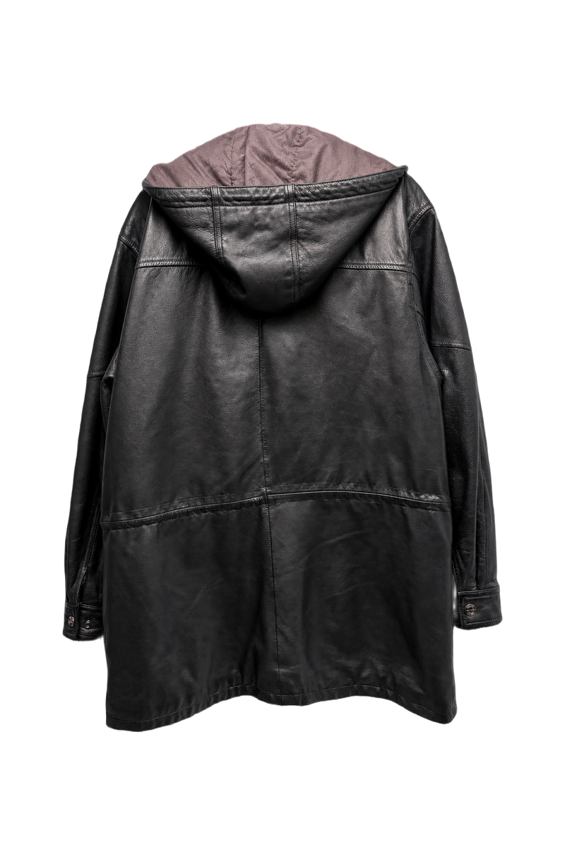 1990s Black Leather Jacket - Back View
