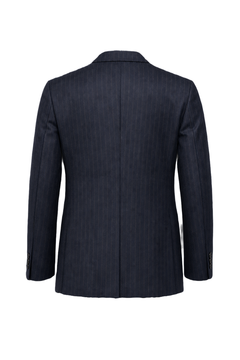 1980s Navy Blue Wool Blend Blazer - Back View