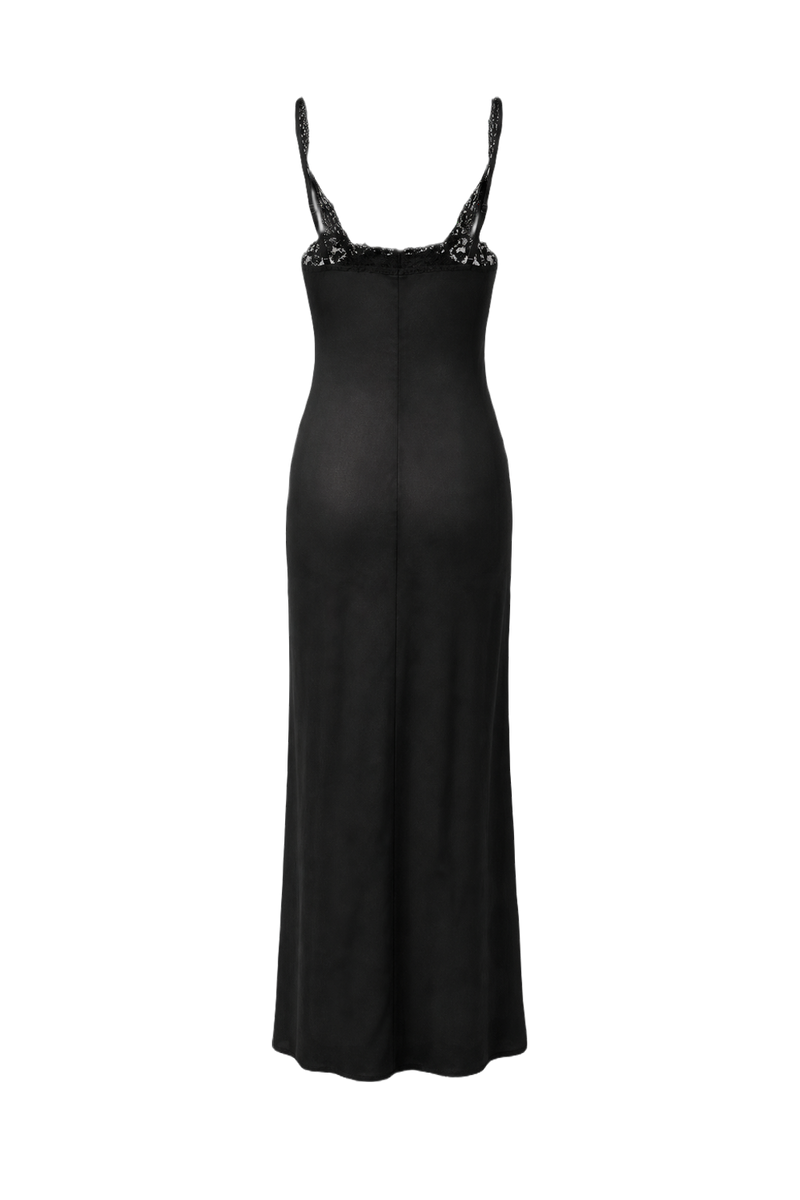 1990s Black Velvet Maxi Dress - Back View