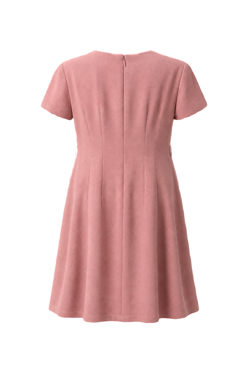 1970s Dusty Rose Pink Wool Blend Dress - Back View