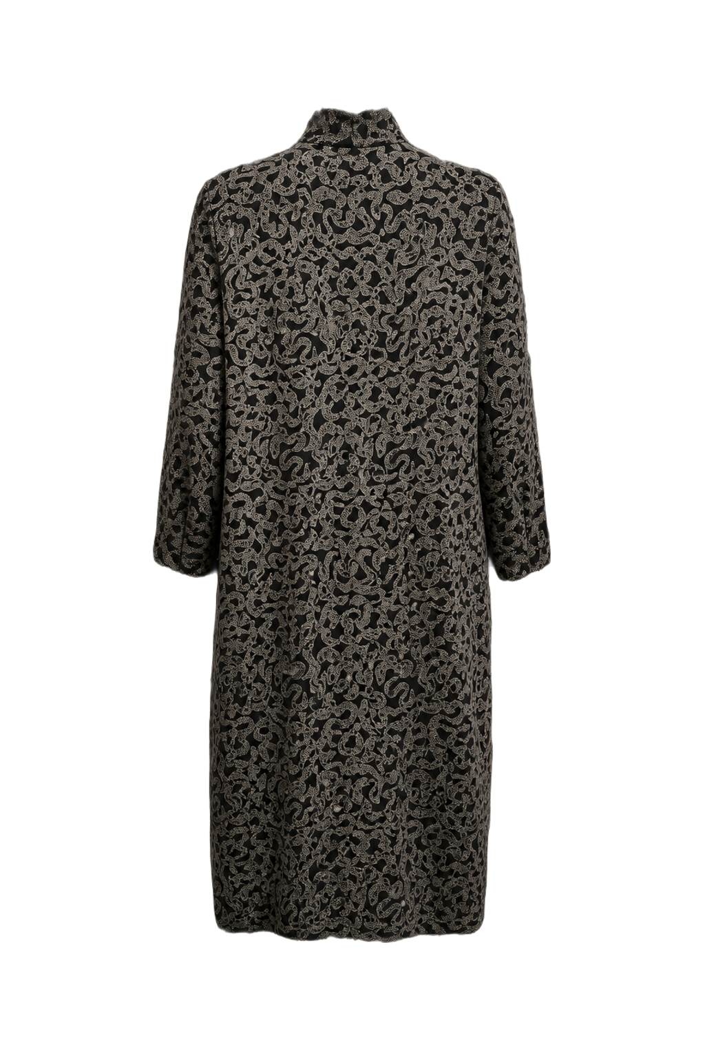 1980s Black Synthetic Blend Dress - Back View