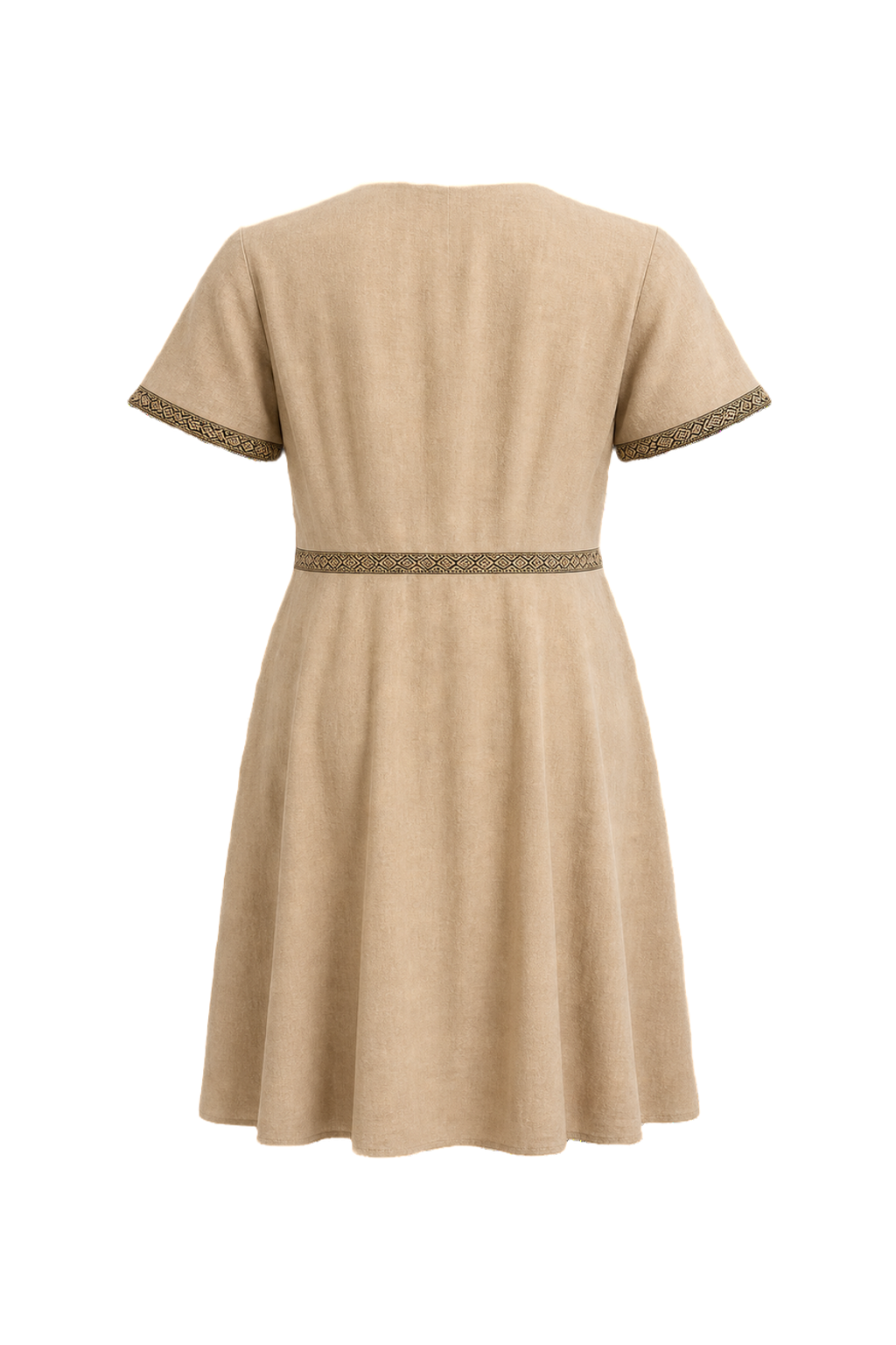 1970s Beige Linen Dress - Back View