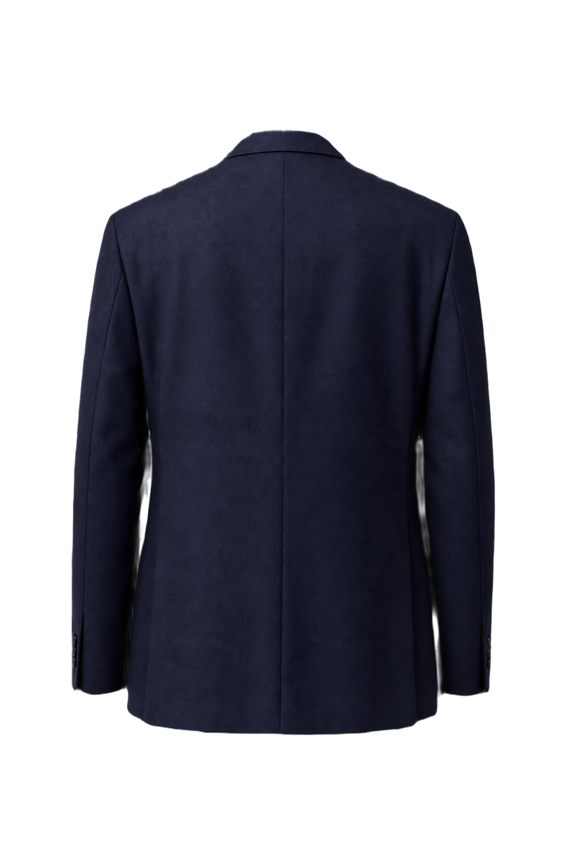 1980s Navy Blue Wool Blend Blazer - Back View
