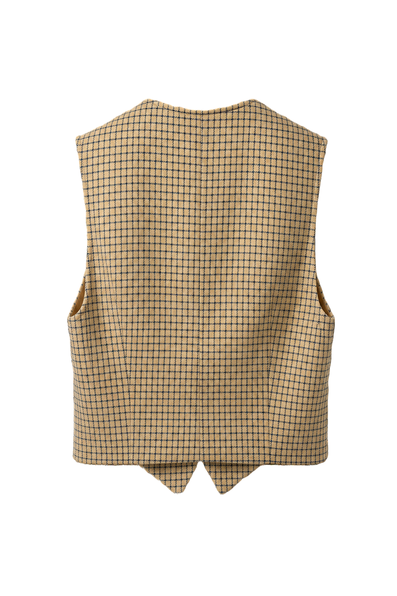 1960s Beige Wool Blend Vest - Back View