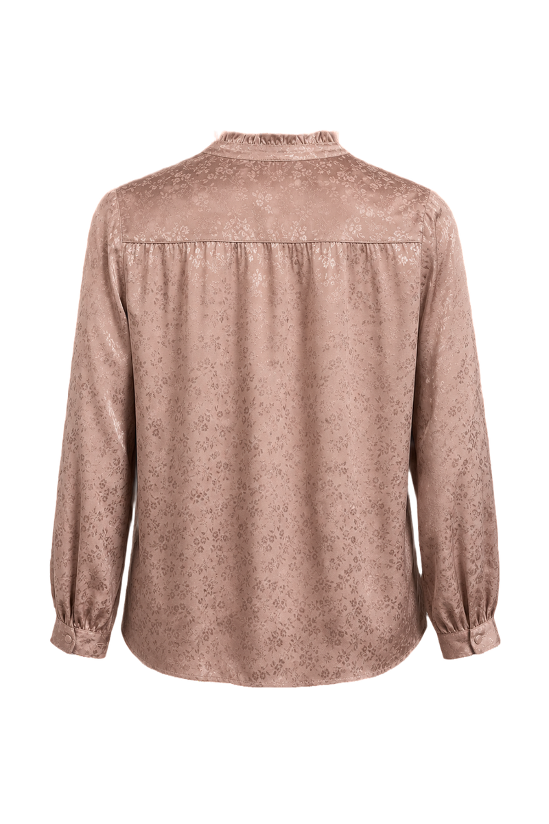 1980s Dusty Rose Pink Satin Blend Blouse - Back View