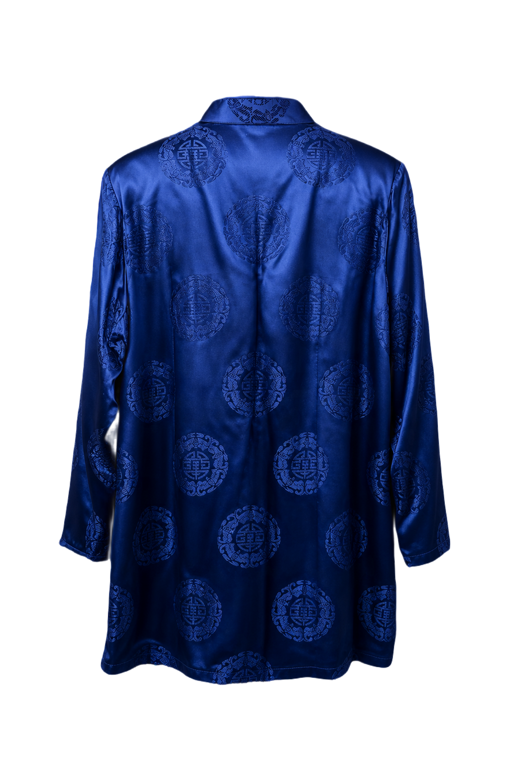 1970s Navy Blue Silk Jacket - Back View
