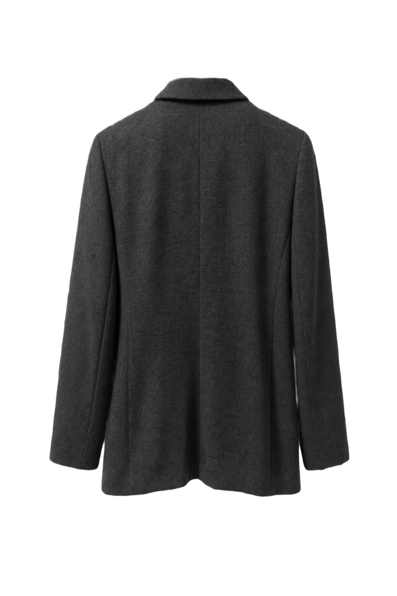1990s Dark Grey Wool Blend Blazer - Back View
