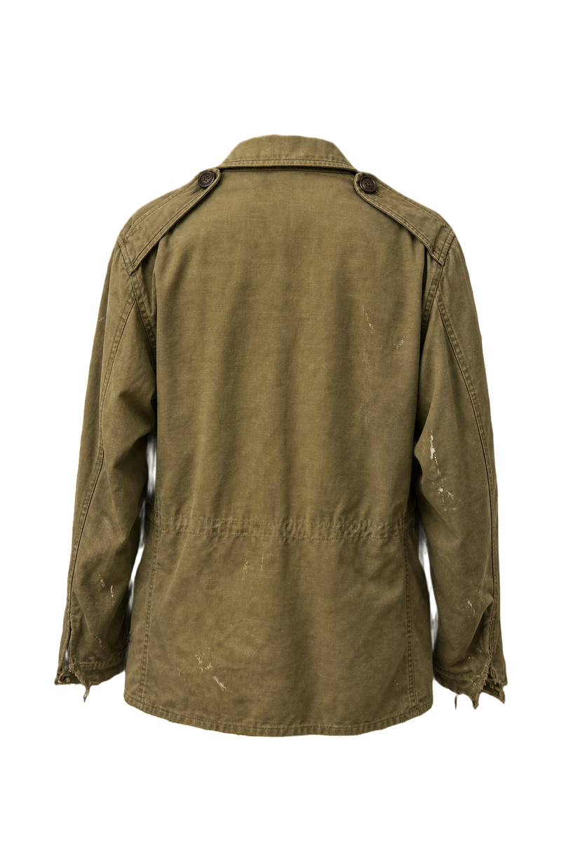 1940s Olive Green Cotton Canvas Jacket - Back View