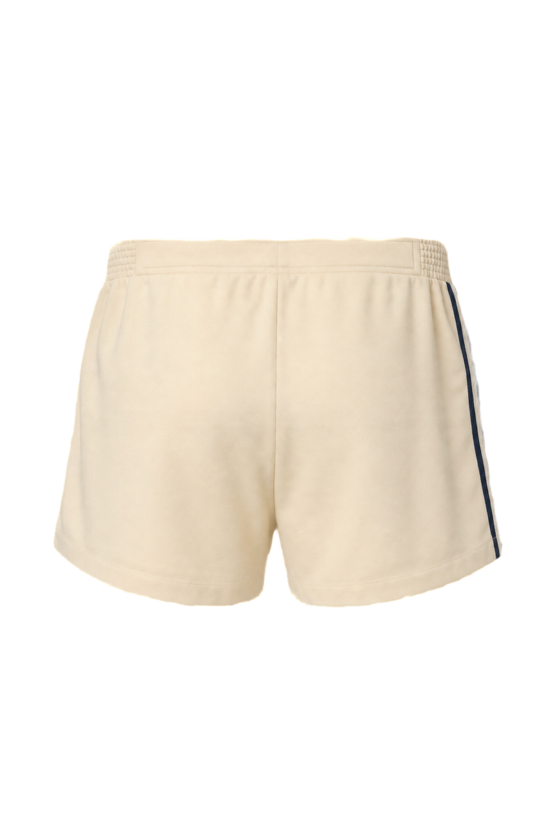 1980s Cream Polyester Blend Shorts - Back View