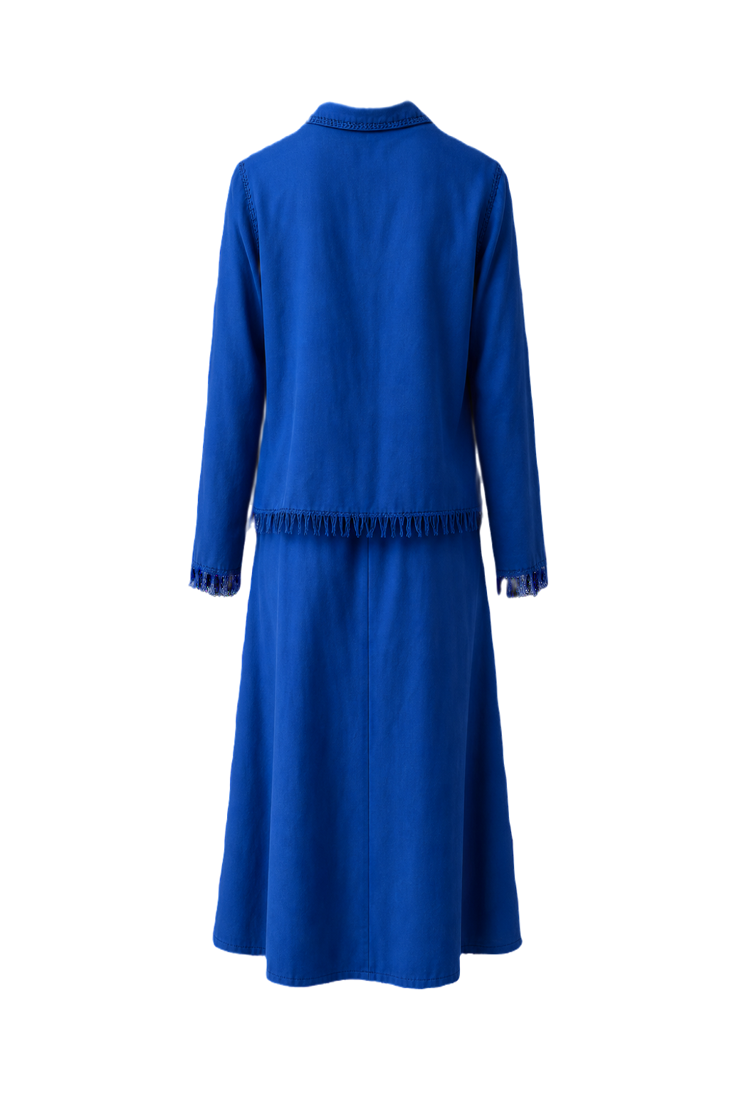 1970s Royal Blue Cotton Blouse and Skirt Set - Back View