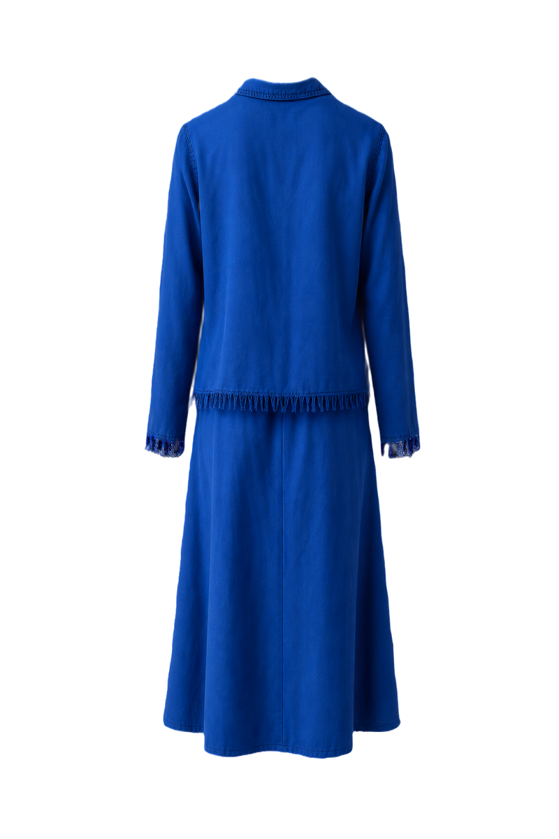 1970s Royal Blue Cotton Blouse and Skirt Set - Back View