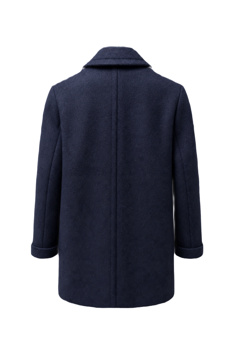1970s Navy Blue Wool Coat - Back View
