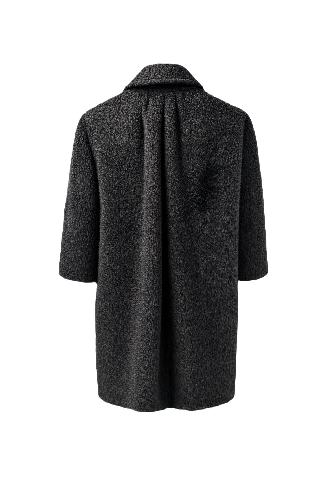 1970s Dark Grey Wool Blend Coat - Back View