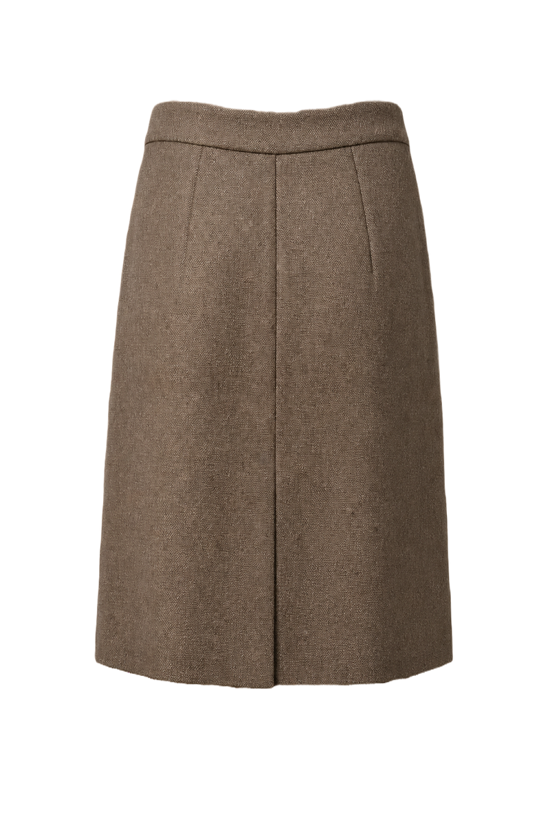 1980s Taupe Wool Skirt - Back View