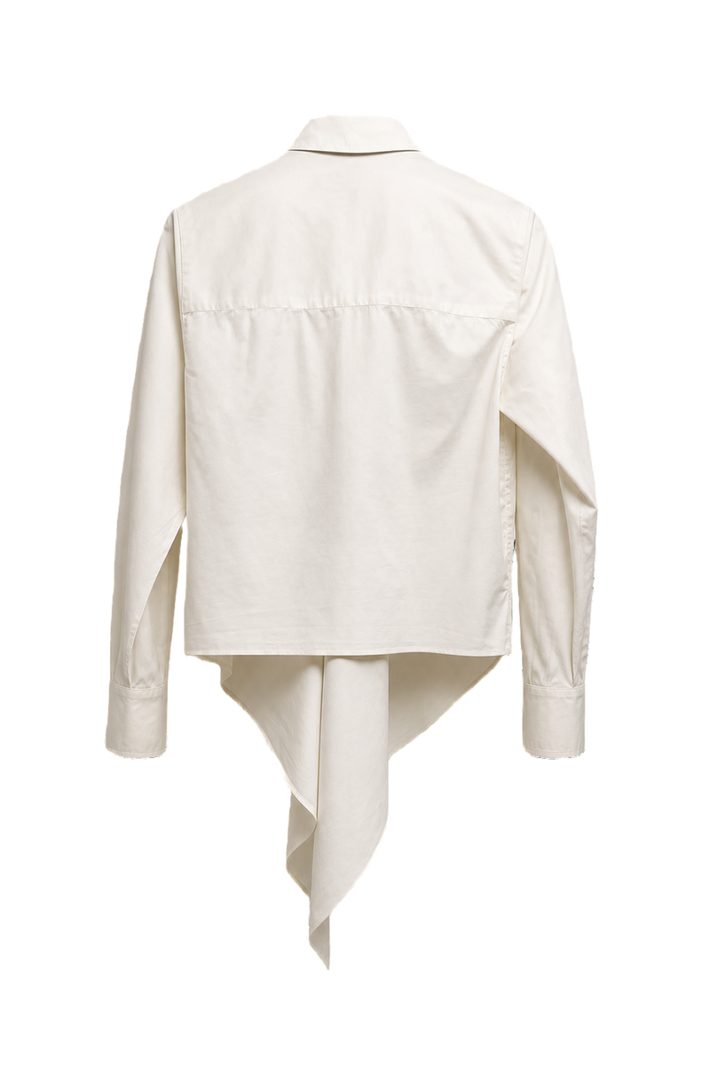 1990s White Cotton Button-Down Shirt - Back View