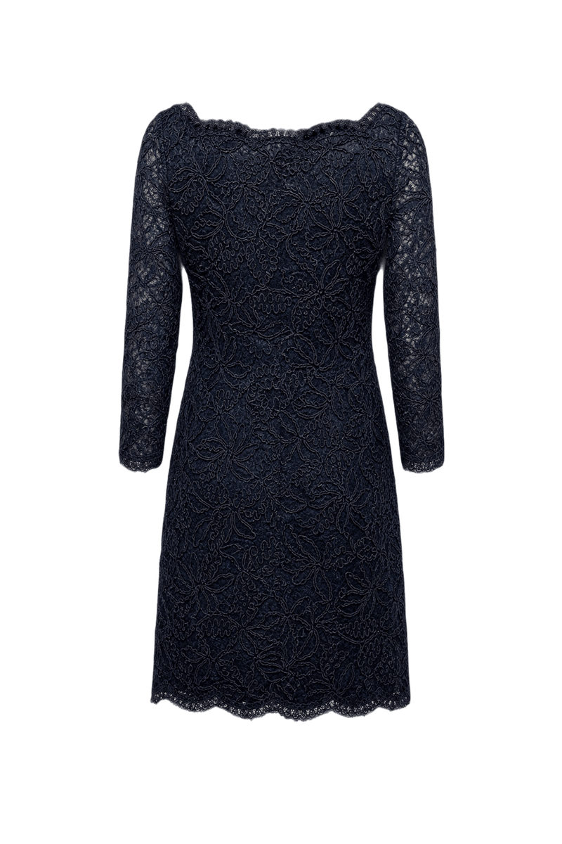 1980s Navy Blue Lace Dress - Back View