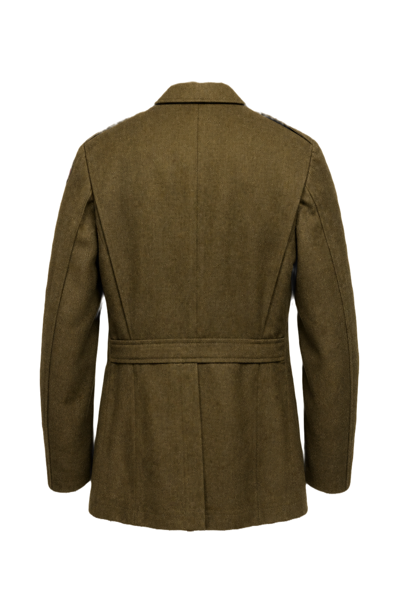 1940s Olive Green Wool Military Jacket - Back View