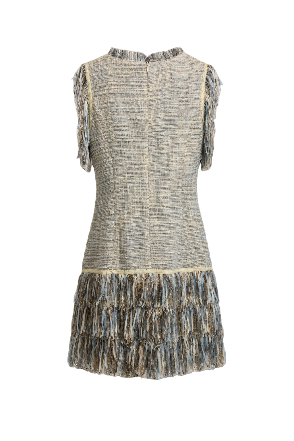 1980s Light Blue Tweed Dress - Back View
