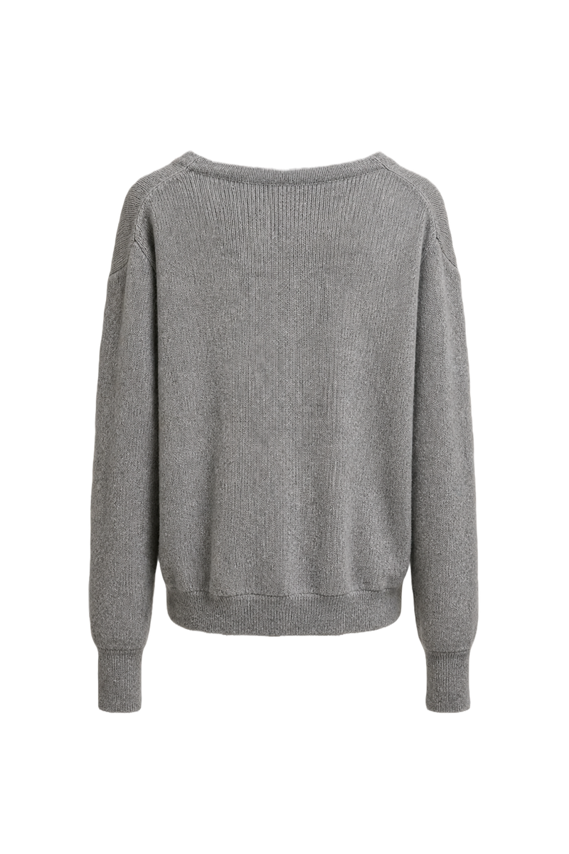 1990s Gray Wool Cardigan - Back View