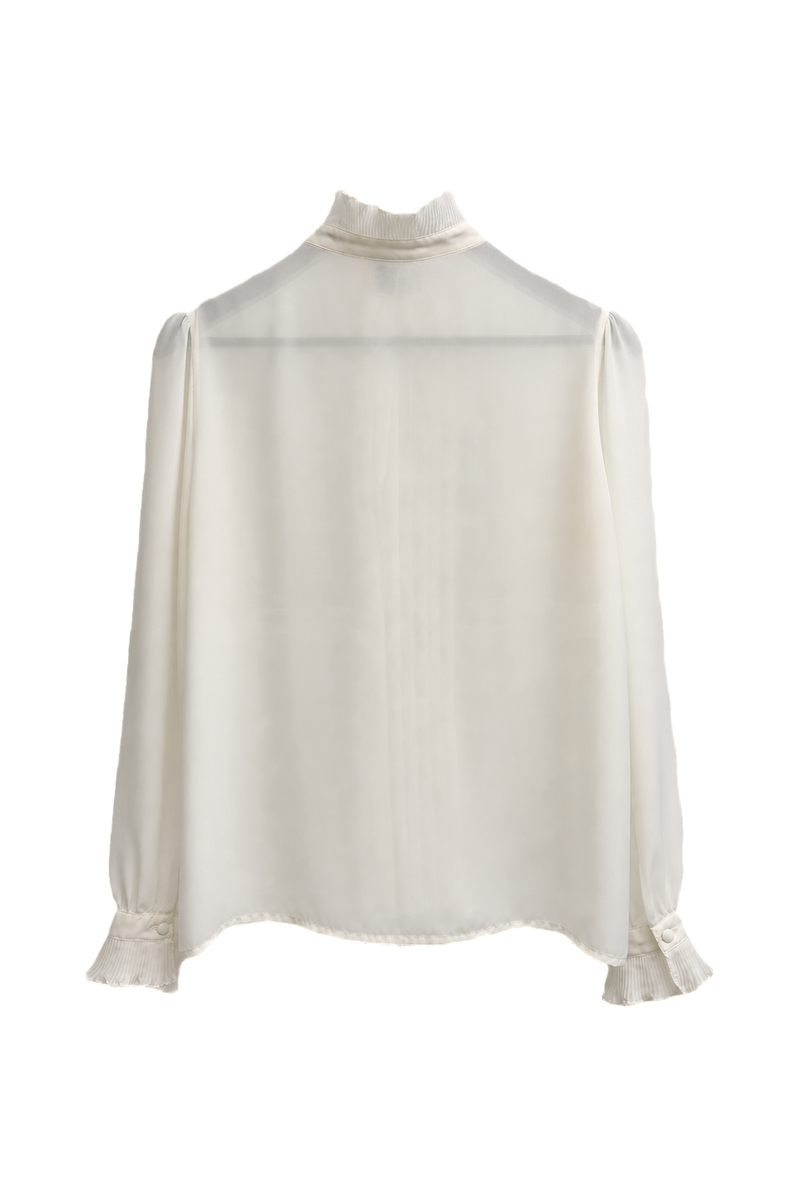 1990s Cream Polyester Blouse - Back View