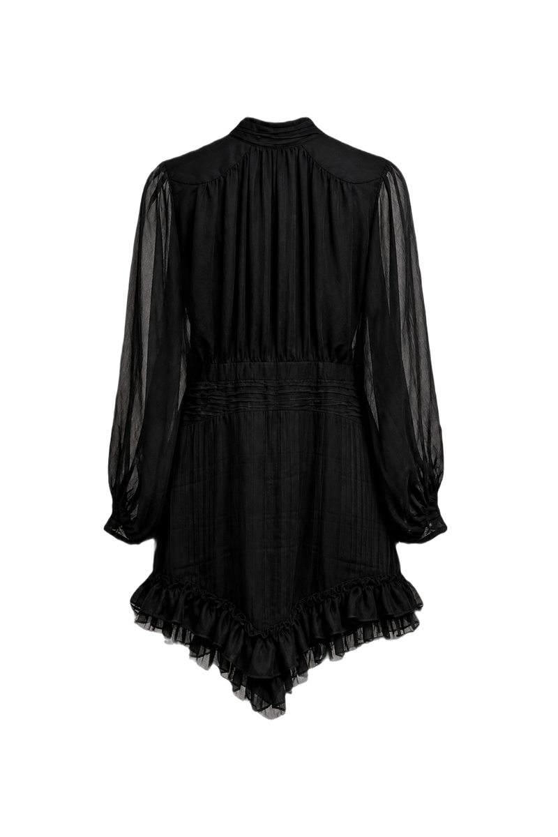 1990s Black Polyester Dress - Back View
