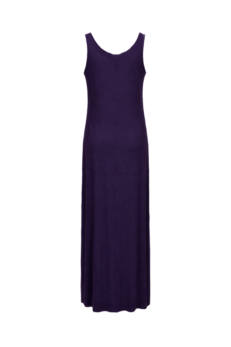 1990s Deep Purple Jersey Maxi Dress - Back View